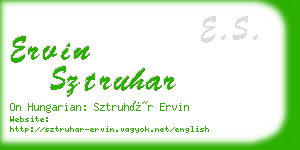 ervin sztruhar business card